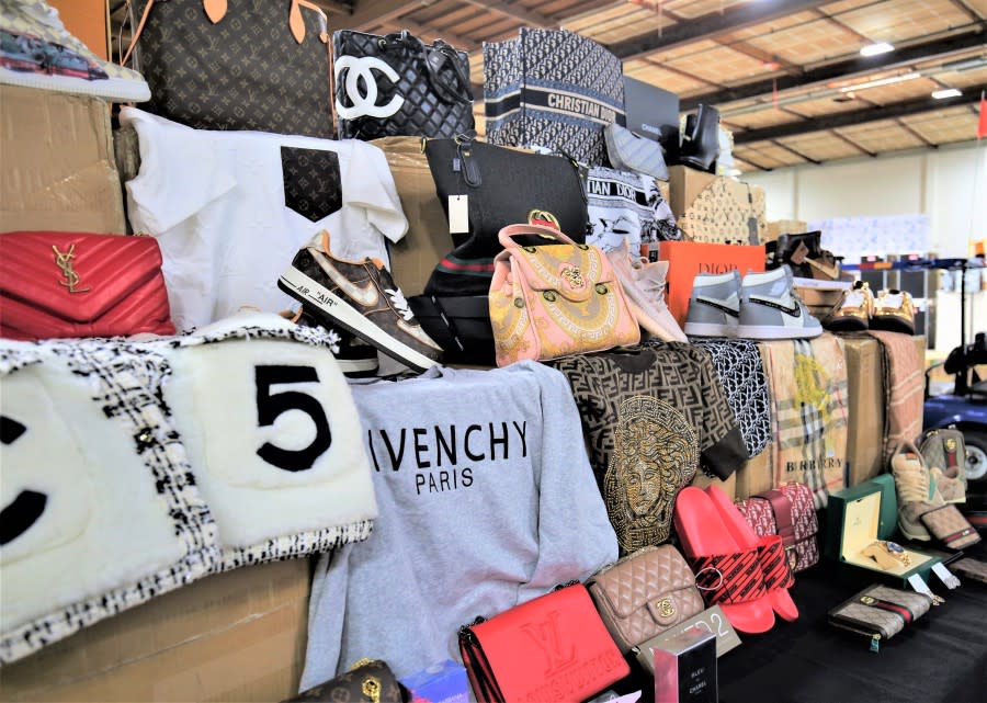 Counterfeit designer goods seized by the Los Angeles/Long Beach Seaport.