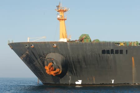 Iranian oil tanker Grace 1 sits anchored in the Strait of Gibraltar