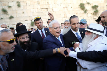 David Friedman, new United States Ambassador to Israel visits the Western Wall after arriving in the Jewish state on Monday and immediately paying a visit to the main Jewish holy site, in Jerusalem's Old City May 15, 2017 REUTERS/Ammar Awad