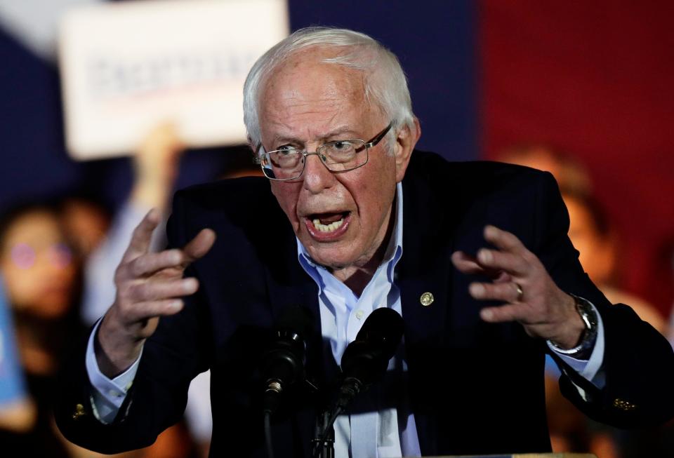 Democratic presidential candidate Sen. Bernie Sanders, I-Vt., speaks during a campaign event in San Antonio, Feb. 22, 2020.