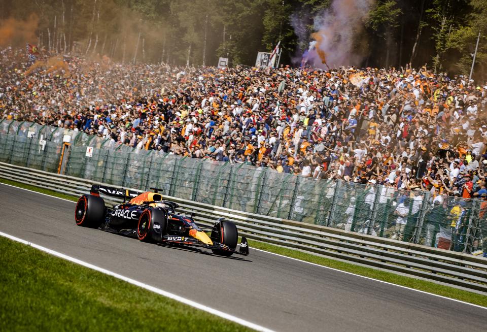 SPA - Max Verstappen (1) with the Oracle Red Bull Racing RB18 Honda during the F1 Grand Prix of Belgium at the Spa-Francorchamps circuit on August 29, 2022 in Spa, Belgium. ANP SEM VAN DER WAL (Photo by ANP via Getty Images)
