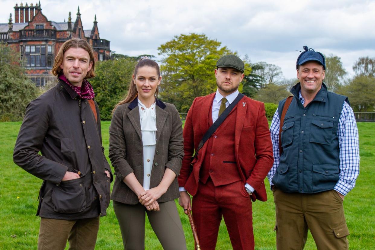 rafe harcourt, sienna blake, ethan williams and tony hutchinson in hollyoaks