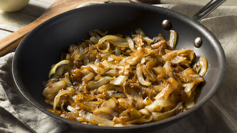 Caramelized onions in pan