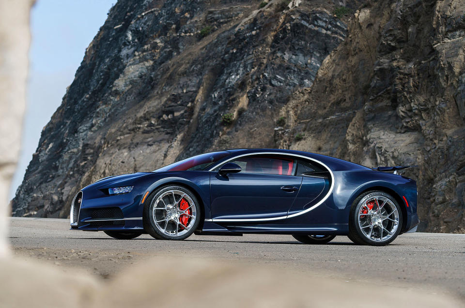 <p>The dramatic arc of its lateral air intakes are the visual signature of a hugely fast car that gobbles air like a jet. The Chiron’s softly contoured curves belie its potency and yield a shape of unexpected elegance.</p>