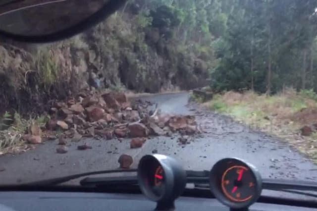 Tourists dodge falling rocks and trees in Madeira