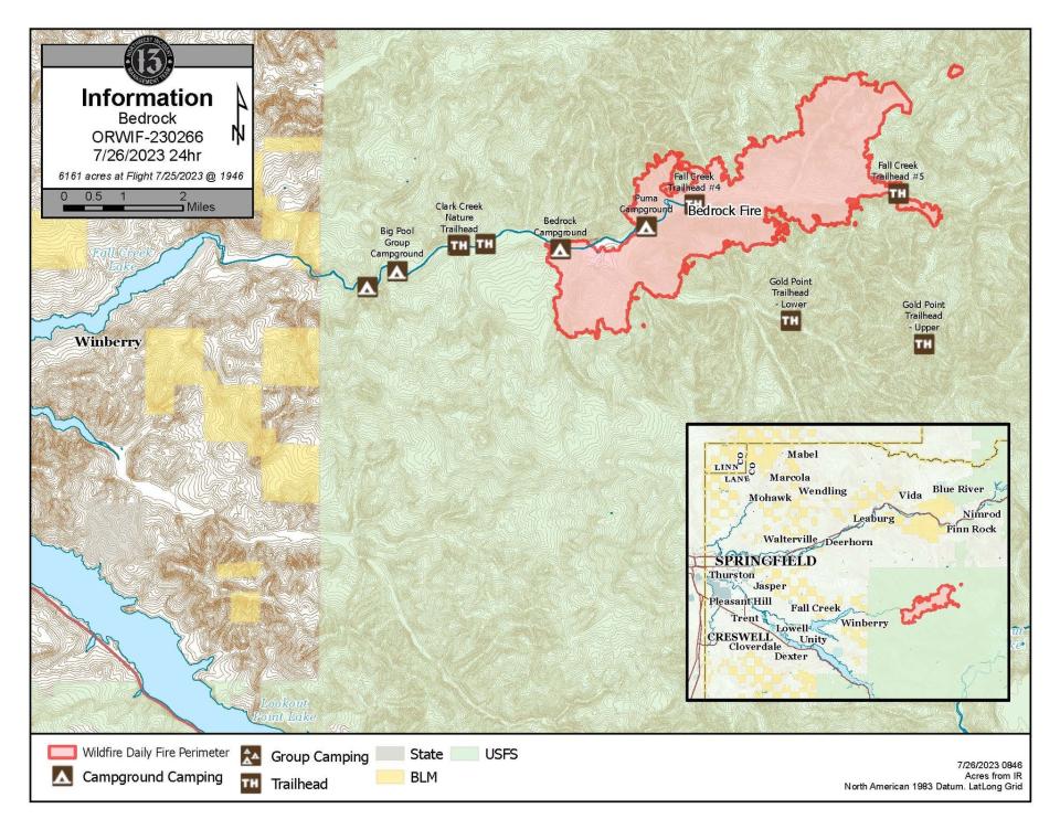 Map of the current Bedrock Fire.