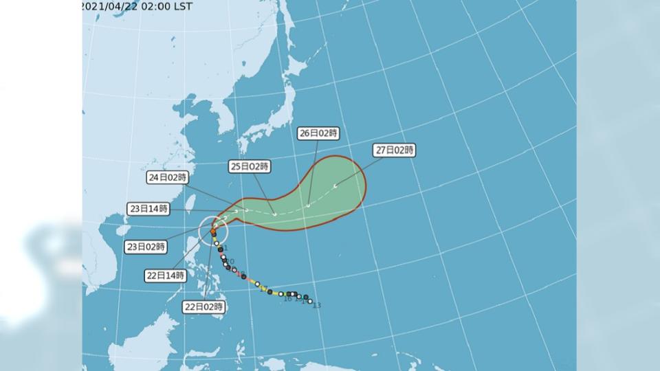 中颱舒力基的路線預測圖。（圖／翻攝自中央氣象局）