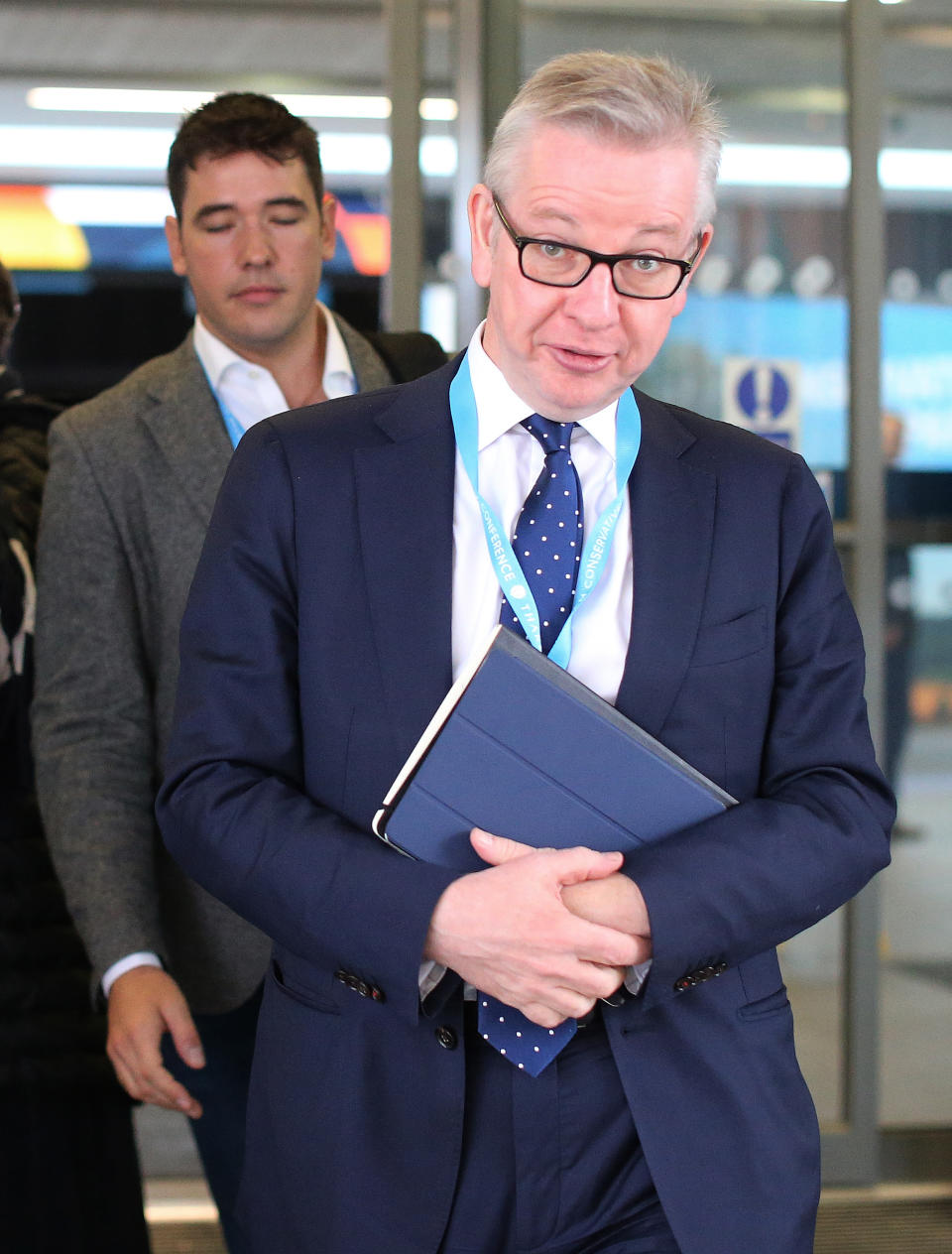 Chancellor of the Duchy of Lancaster Michael Gove arrives to Manchester Central on day one of the Conservative Party Conference in Manchester