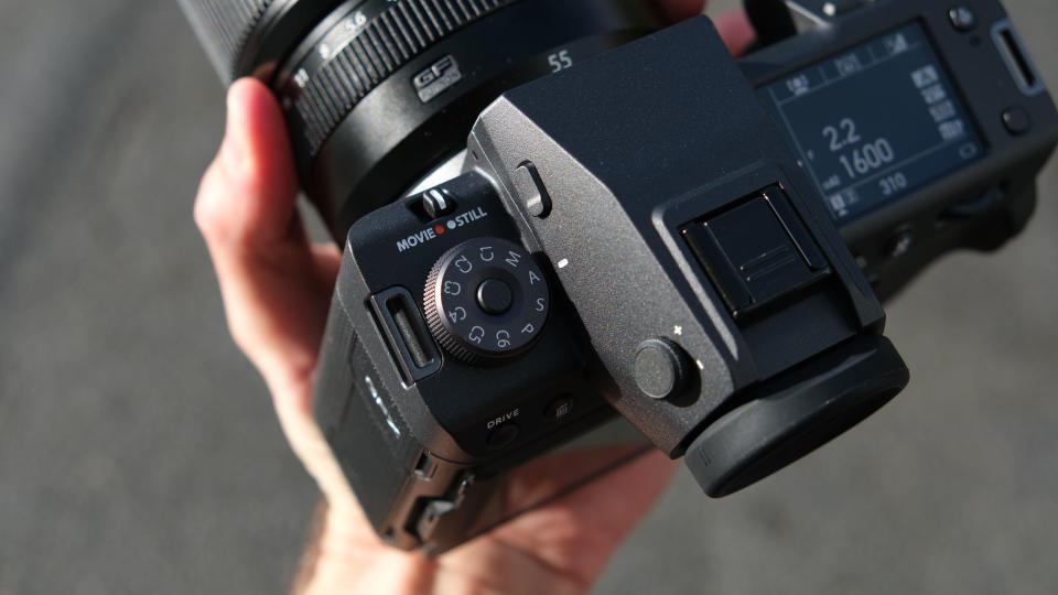 Fujifilm GFX 100 II camera top dial close up