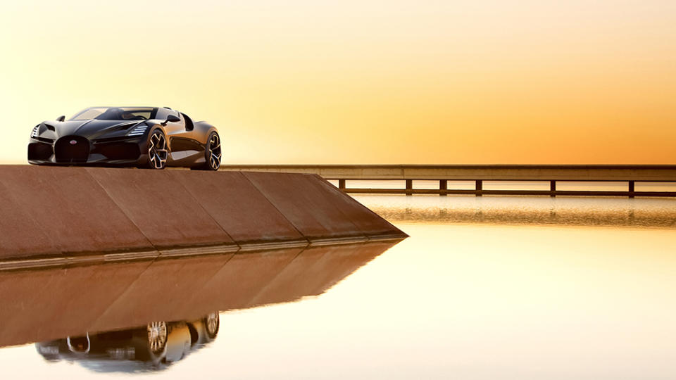 The Bugatti Mistral roadster at sunset
