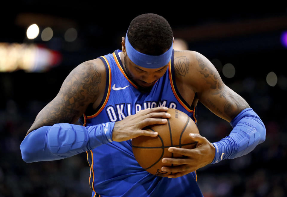 One year after a marriage with the Rockets fell through, Carmelo Anthony could finally be on his way to Houston. (AP)