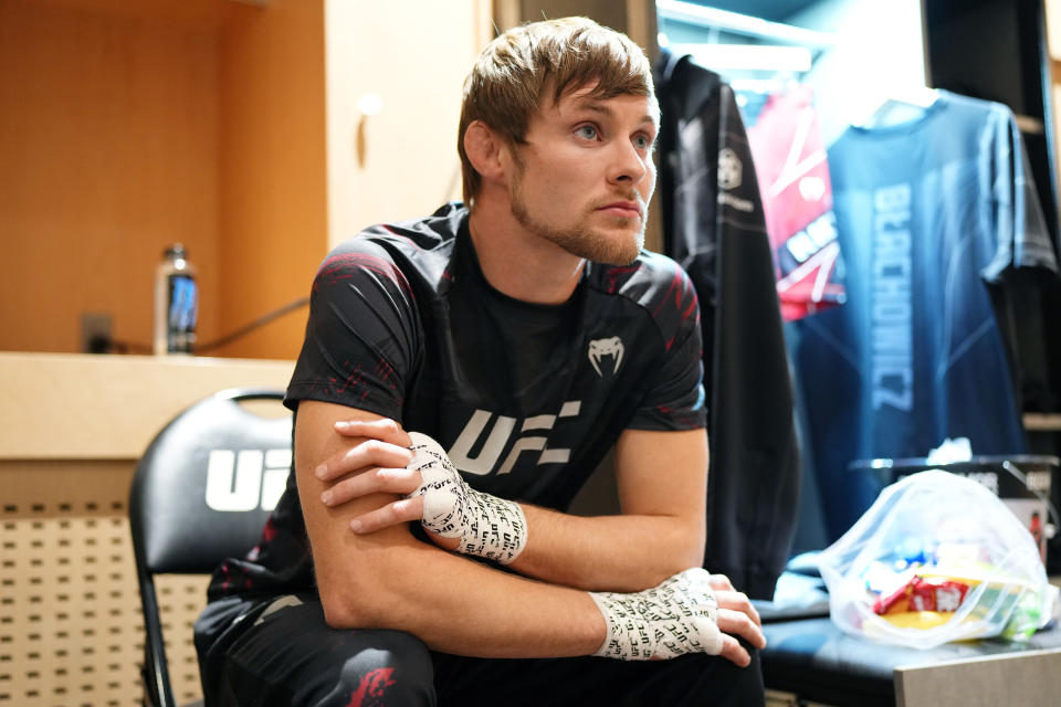 LAS VEGAS, NEVADA - DECEMBER 10: Bryce Mitchell gets his hands wrapped backstage during the UFC 282 event at T-Mobile Arena on December 10, 2022 in Las Vegas, Nevada. (Photo by Cooper Neill/Zuffa LLC)