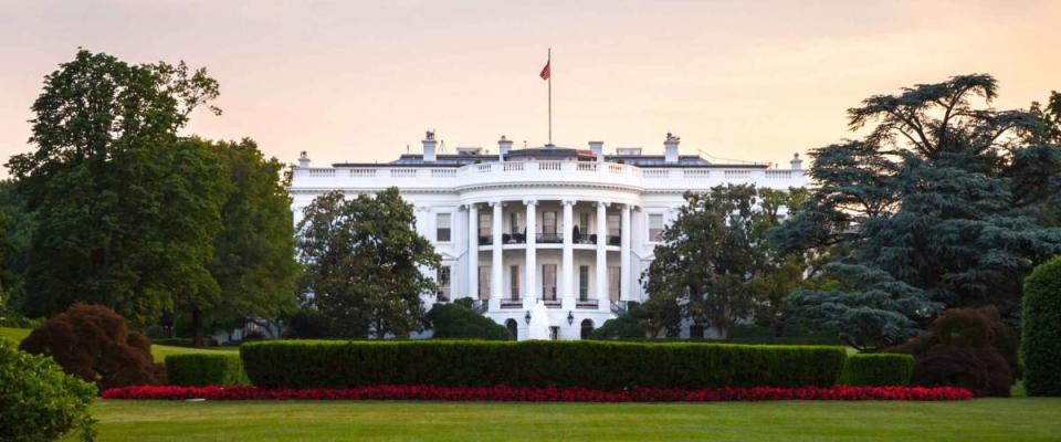 White House frontal view during the sunset 2020, Washington DC, United States of America