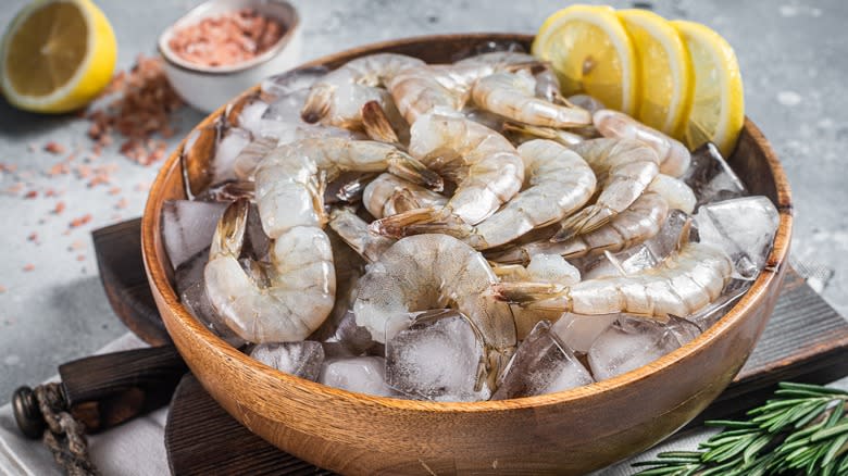 frozen shrimp in bowl