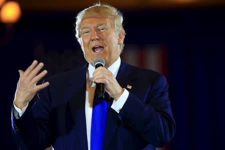 Republican U.S. presidential candidate Donald Trump speaks at the Savannah Center in Cincinnati, Ohio March 13, 2016. REUTERS/Aaron P. Bernstein