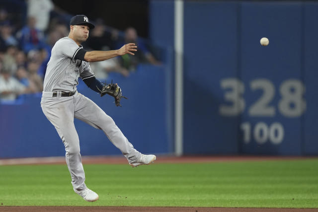 Judge held homerless, still at 60, Jays beat Yankees in 10th