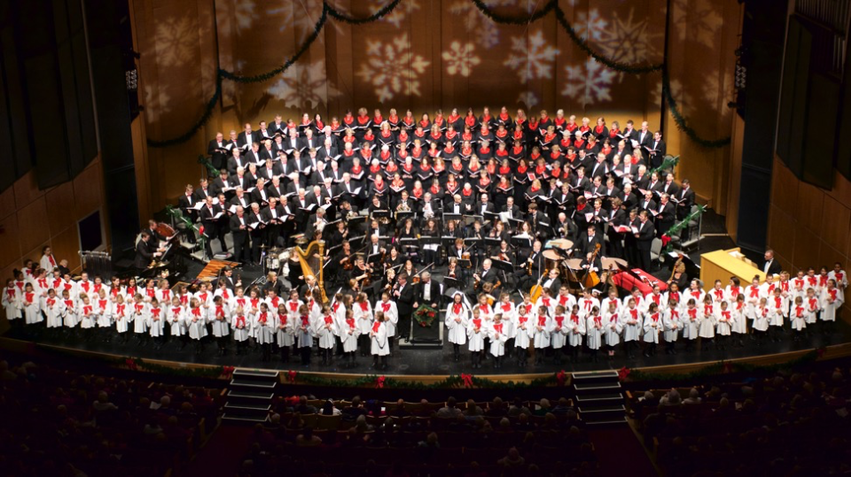 It takes a big stage for the Dudley Birder Chorale and its guests to perform the annual Holiday Pops concerts at the Weidner Center.