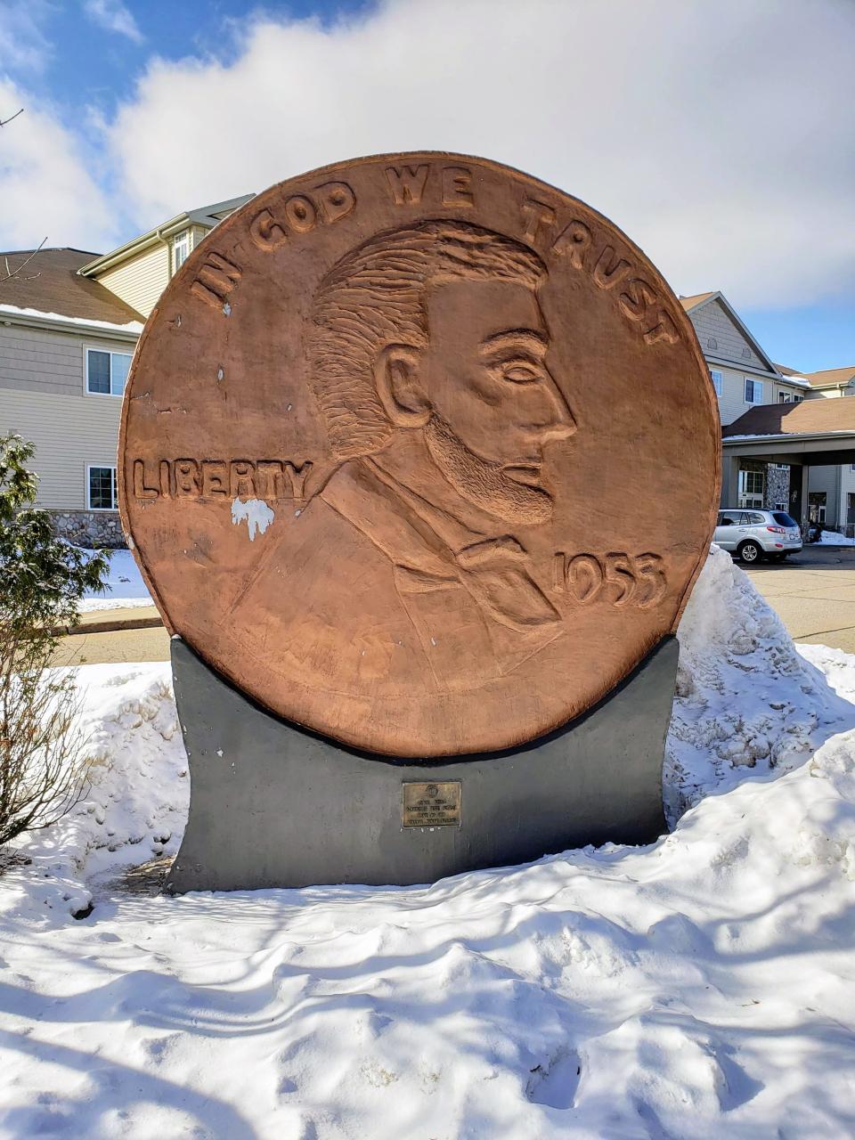 The World's Largest Penny was erected in Woodruff in 1953.