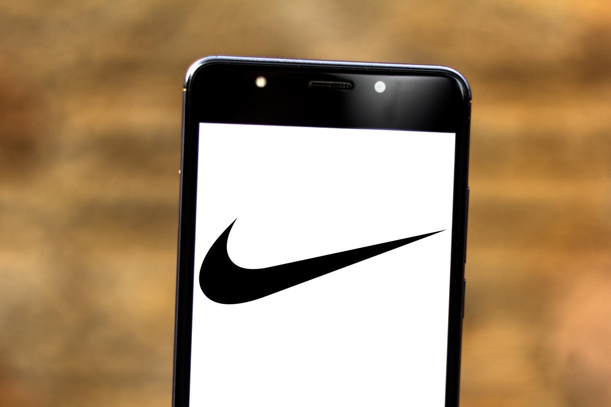 BRAZIL - 2019/07/04: In this photo illustration a Nike logo seen displayed on a smartphone. (Photo Illustration by Rafael Henrique/SOPA Images/LightRocket via Getty Images)