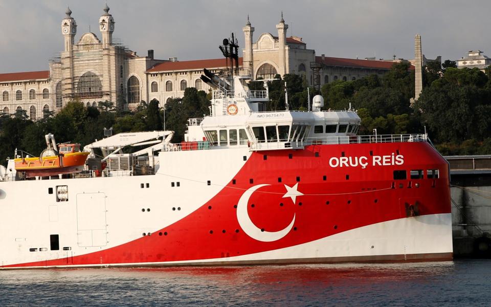 The Turkish survey vessel Oruc Reis, seen in Istanbul - Reuters