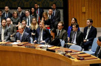 U.S. Ambassador to the United Nations Nikki Haley vetos an Egyptian-drafted resolution regarding recent decisions concerning the status of Jerusalem, during the United Nations Security Council meeting on the situation in the Middle East, including Palestine, at U.N. Headquarters in New York City, New York, U.S., December 18, 2017. REUTERS/Brendan McDermid