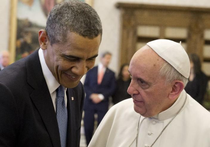US President Barack Obama held talks with Pope Francis during a 2014 tour of Europe (AFP Photo/Saul Loeb)