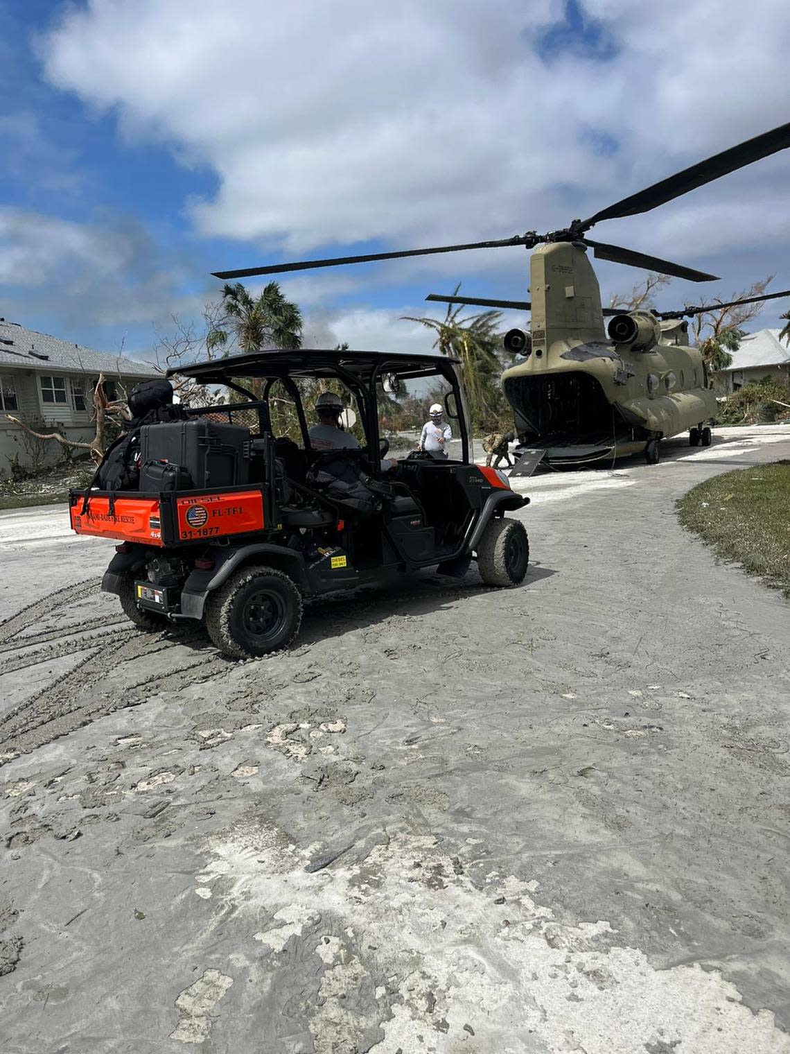 A Miami-Dade County team transported Sanibel Island residents to a U.S. Army helicopter that then flew them to the mainland in Southwest Florida. The rescues were needed after the community was trapped by Hurricane Ian, which wiped out the only bridge to the island.