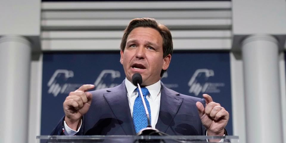 Florida Gov. Ron DeSantis speaks in Las Vegas, Nevada, on November 29, 2022.