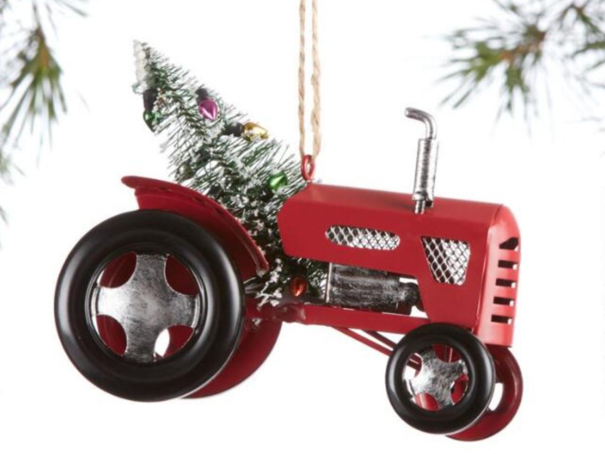 Red Metal Tractor Ornament