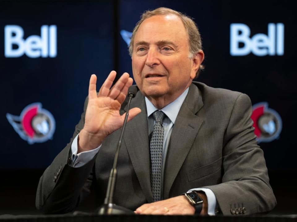 NHL commissioner Gary Bettman speaks during a news conference at Canadian Tire Centre in Ottawa on March 27, 2023. (Adrian Wyld/The Canadian Press - image credit)