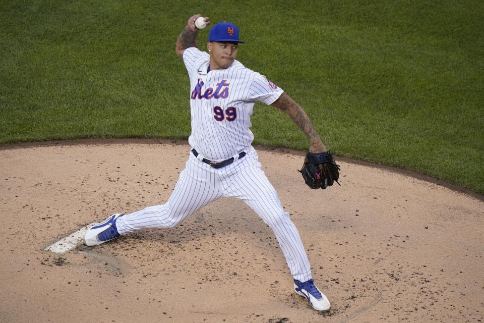 New York Mets' Taijuan Walker delivers a pitch during the second inning of the team's baseball game against the Chicago Cubs on Tuesday, June 15, 2021, in New York. (AP Photo/Frank Franklin II)