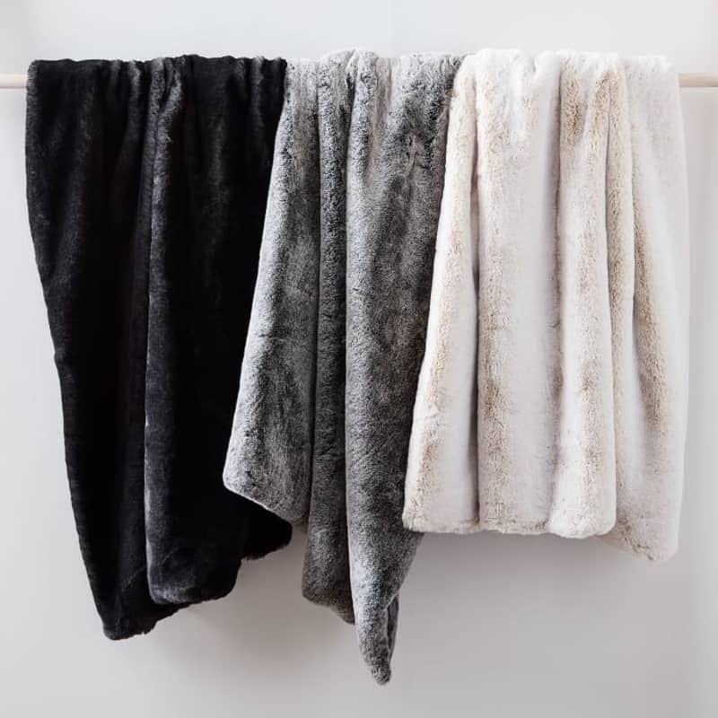 Faux Fur Chinchilla Throw, Standard