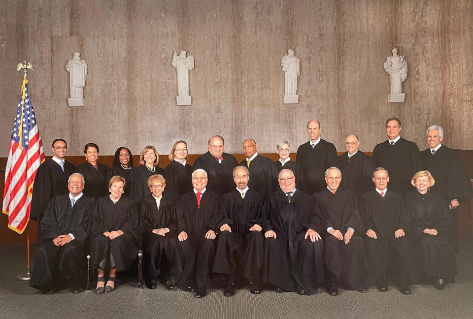 Jackson with D.C. District Court colleagues.<span class="copyright">Courtesy Ketanji Brown Jackson—The White House</span>