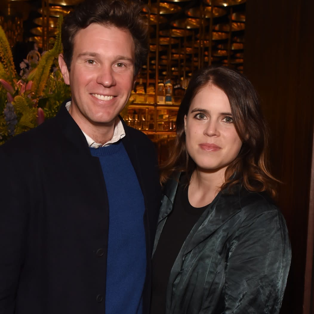  Jack Brooksbank and Princess Eugenie attend an exclusive dinner hosted by Poppy Jamie to celebrate the launch of her first book "Happy Not Perfect" at Isabel on June 22, 2021 in London, England.  