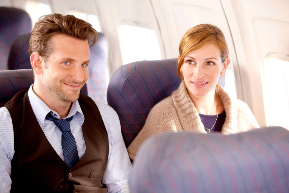 Julia Roberts and Bradley Cooper on an airplane