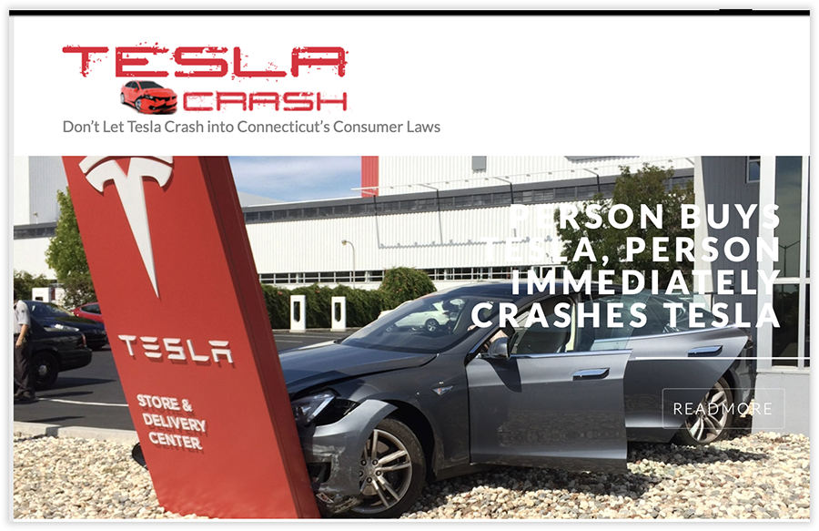 The Connecticut Auto Retailers Association’s 2015 anti-Tesla website.