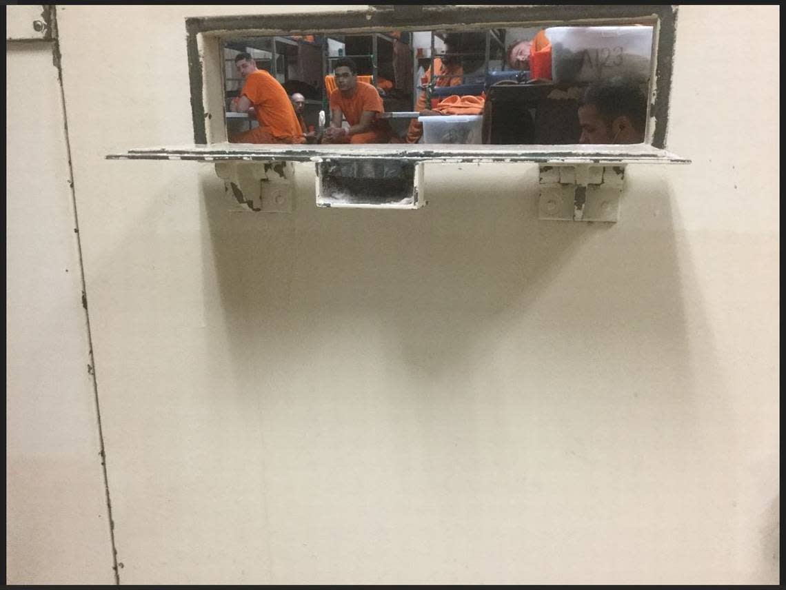 Inmates crowd a cell at the Pulaski County Detention Center in Somerset, which is filled beyond its capacity. John Cheves