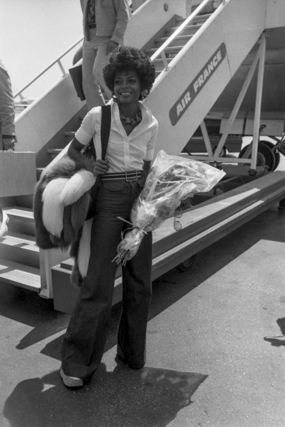 Diana Ross arrives at Nice airport in France for the Cannes Festival in May 24, 1973.
