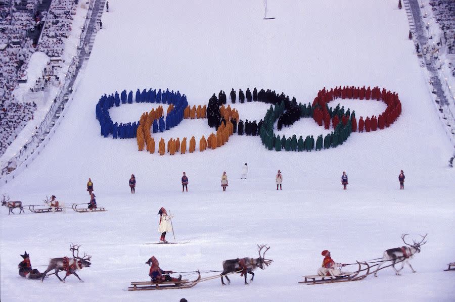 <p>After original ski flier Ole Gunnar Fidjestol is injured during a practice run, backup Stein Gruben brings the Olympic torch to the flame in dramatic fashion by jumping into center stage.</p>