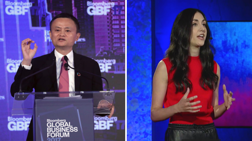 Left: Jack Ma; Right: Natalie Frotto. (Source: Getty; TED)