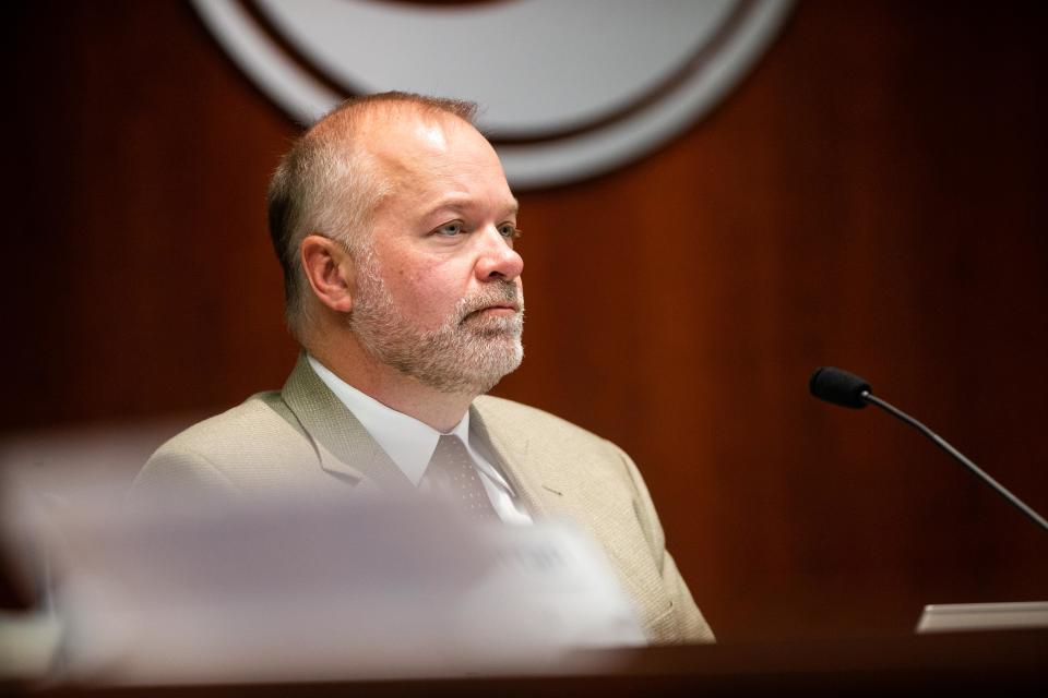 Ottawa County Commissioner Jacob Bonnema sits during public comment Thursday, Feb. 16, 2023, at the Ottawa County Offices in West Olive.