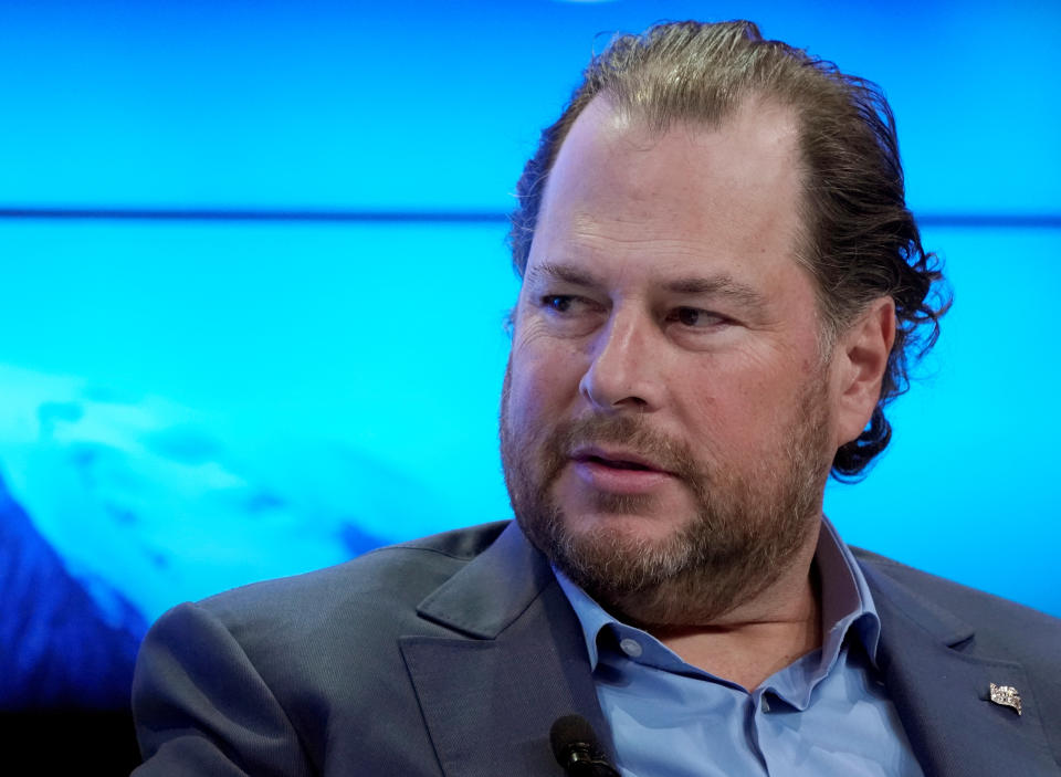 Marc R. Benioff, Chairman and Chief Executive Officer of Salesforce, Member of the Board of Trustees of World Economic Forum, attends the World Economic Forum (WEF) annual meeting in Davos, Switzerland, January 23, 2018. REUTERS/Denis Balibouse