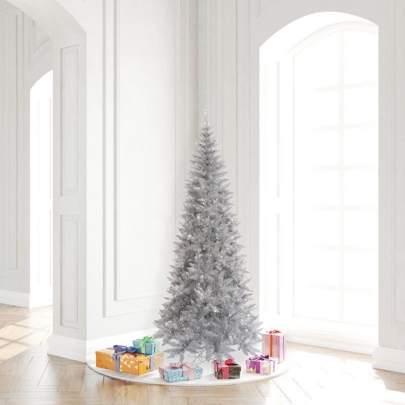 18) 6.5' Silver Tinsel Fir Artificial Christmas Tree