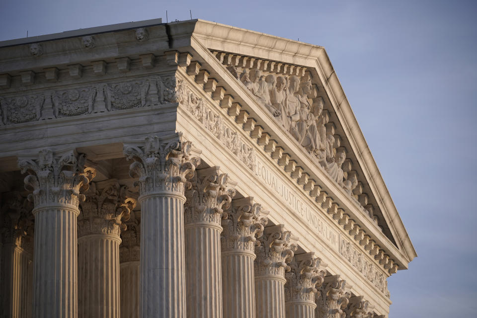 FILE - The Supreme Court is seen in Washington, on Nov. 5, 2020. The new term of the high court begins Monday, Oct. 2. (AP Photo/J. Scott Applewhite, File)