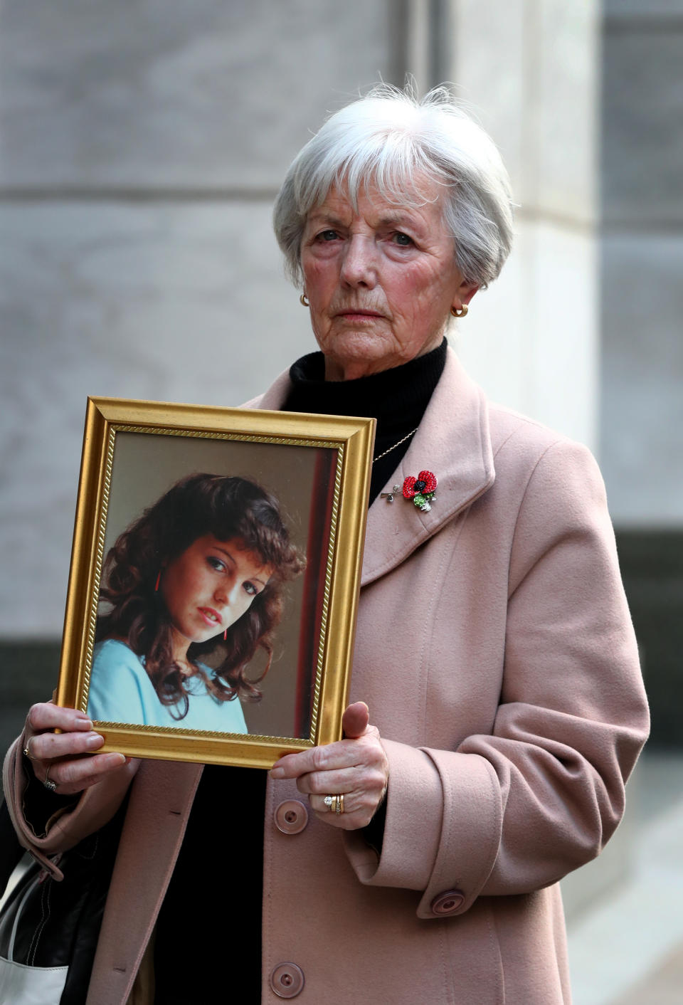 Marie McCourt, mother of Helen McCourt, after she gave evidence at a Parole board hearing on the release of Ian Simms who murdered her daughter in 1988.