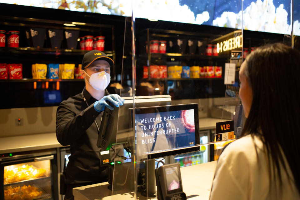 COVID-compliant tills at Vue. (Vue)