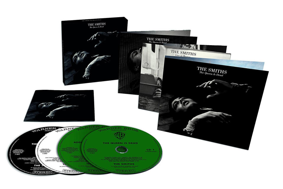 <p>Possibly Morrissey and Johnny Marr’s finest hour, this 1986 album receives the deluxe treatment with a three-CD, one-DVD boxed set (there’s also a two-CD version and a five-LP box). The original album has been remastered and packaged with a disc full of demos and outtakes. The third disc captures the Smiths performing live in 1986, with a set featuring <em>TQID</em> material and more. As with the R.E.M. release, hardcore fans will enjoy the peek behind the curtain provided by the demos and appreciate the energy of the live album. (Photo: Rough Trade Records) </p>