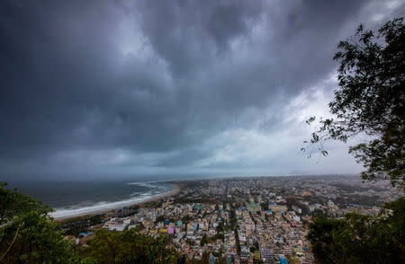 Clouds loom ahead of cyclone Fani in Visakhapatnam, May 1, 2019. REUTERS/Stringer