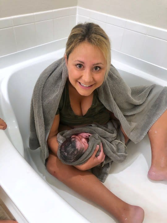 Katie Vasquez gives birth to baby in bathtub. (Photo by: Katie Vasquez).