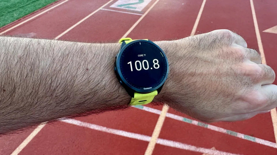 The Garmin Forerunner 965 showing data from the CORE Body Temperature Sensor